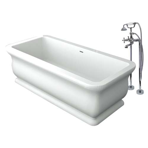 Transolid Cierra Resin Stone 71-in Center Drain Freestanding Tub and Faucet Kit