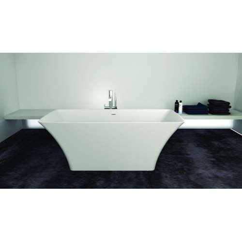 Transolid Lynville 60-in L x 30-in W x 24-in H Resin Stone Freestanding Bathtub with center drain, in White