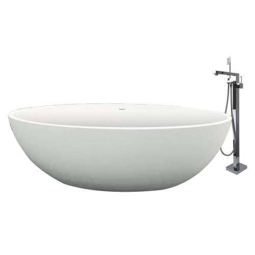 Transolid Sage Resin Stone 67-in Center Drain Freestanding Tub and Faucet Kit