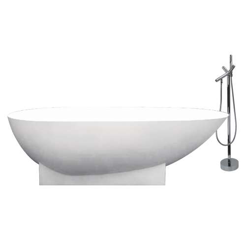 Transolid Shea Resin Stone 72-in Center Drain Freestanding Tub and Faucet Kit