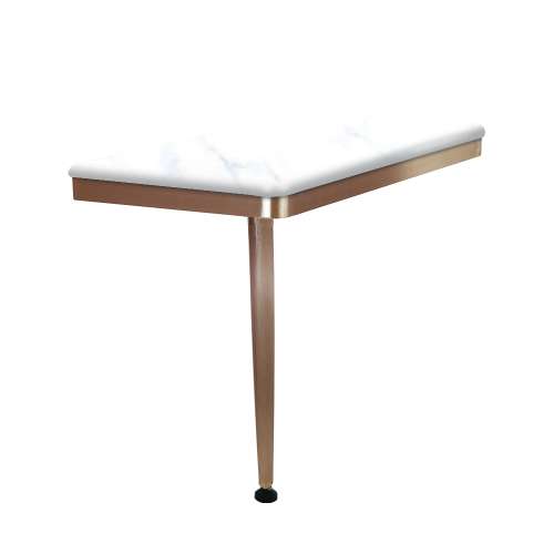 24in x 12in Left-Hand Shower Seat with PVD Coated Champagne Bronze Frame and Leg, in White Venito