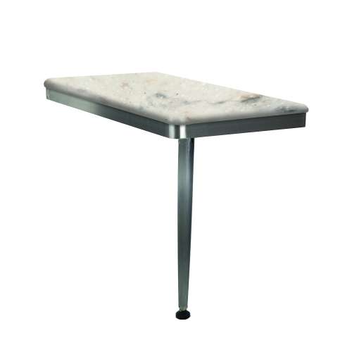 24in x 12in Right-Hand Shower Seat with Brushed Stainless Frame and Leg, in Biscotti Marble