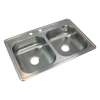 Transolid Select 33in x 22in 22 Gauge Drop-in Double Bowl Kitchen Sink with ML2 Faucet Holes