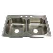 Transolid Select 33in x 22in 20 Gauge Drop-in Double Bowl Kitchen Sink with 5 Faucet Holes