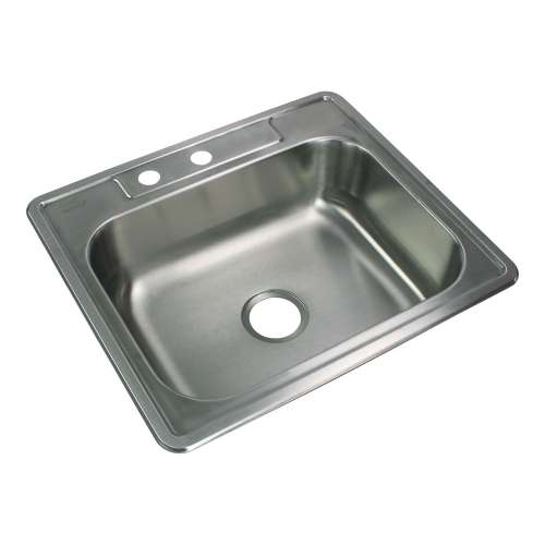 Transolid Select 25in x 22in 20 Gauge Drop-in Single Bowl Kitchen Sink with ML2 Faucet Holes