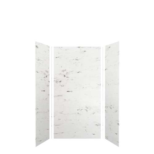 Transolid SWK363672-47V SaraMar 36-in x 36-in x 72-in Glue to Wall 3-Piece Shower Wall Kit, White Venito Velvet