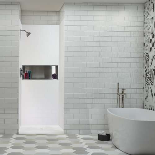 Transolid SaraMar 36-In X 36-In X 72-In Glue to Wall 3-Piece Shower Wall Trimmable Kit