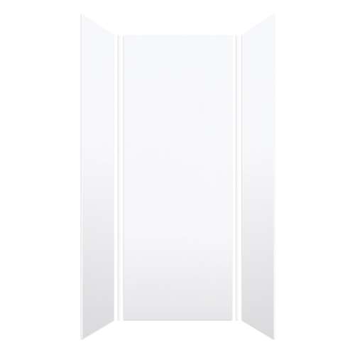 Transolid SWK363696-21V SaraMar 36-in x 36-in x 96-in Glue to Wall 3-Piece Shower Wall Kit, White Velvet