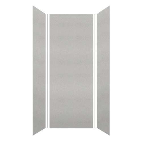 Transolid SWK363696-27V SaraMar 36-in x 36-in x 96-in Glue to Wall 3-Piece Shower Wall Kit, Grey Beach Velvet