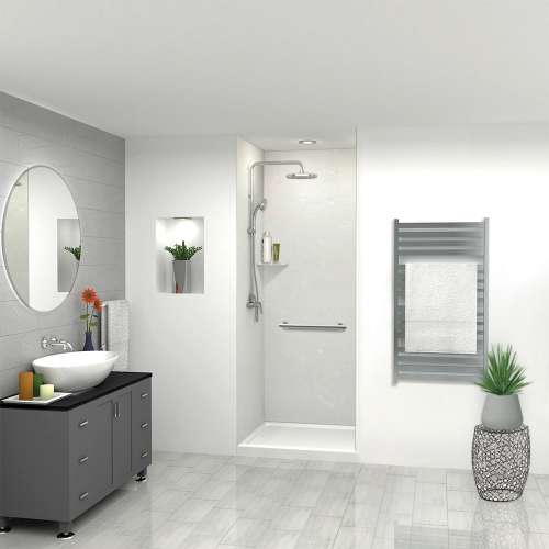 Transolid SWK363696-50V SaraMar 36-in x 36-in x 96-in Glue to Wall 3-Piece Shower Wall Trimmable Kit, Lunar Velvet