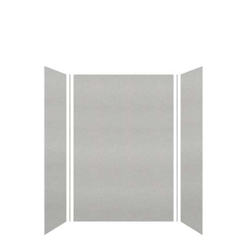 Transolid SWK483672-27V SaraMar 48-in x 36-in x 72-in Glue to Wall 3-Piece Shower Wall Kit, Grey Beach Velvet