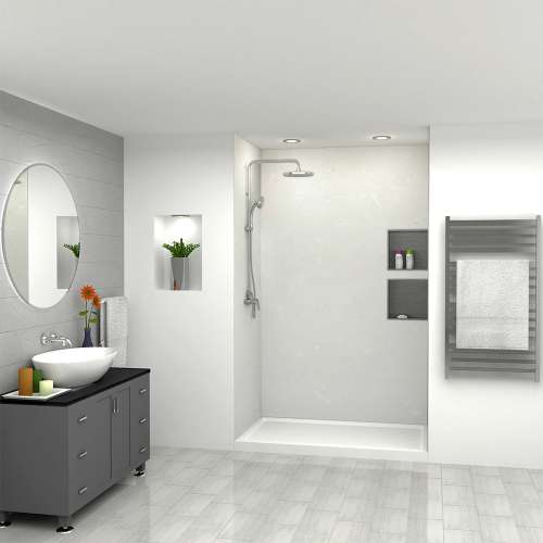 Transolid SWK483696-50V SaraMar 48-in x 36-in x 96-in Glue to Wall 3-Piece Shower Wall Trimmable Kit, Lunar Velvet