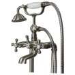 Transolid Cromwell Free Standing Tub Filler With Hand Shower, Brushed Nickel