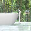 Transolid Roslyn Floor Mounted Tub Filler with Hand Shower, Polished Chrome