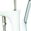 Transolid Blythe Floor Mounted Tub Filler with Hand Shower in White/Brushed Nickel