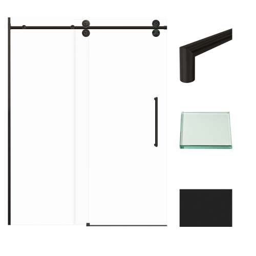 Transolid TBD608010C-T-MB Teegan 59-in W x 80-in H Frameless Sliding Door with Fixed Panel in Matte Black with Clear Glass