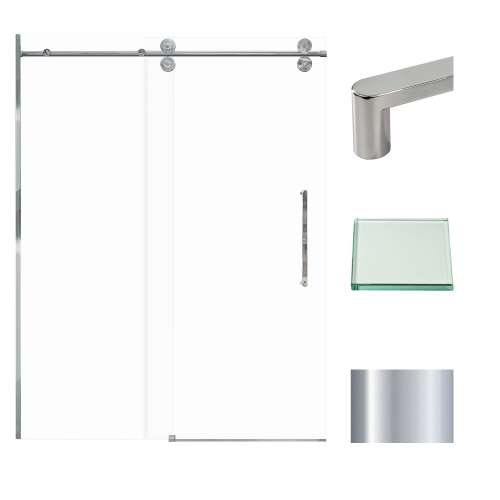 Transolid TBD608010C-R-PC Teegan 59-in W x 80-in H Frameless Sliding Door with Fixed Panel in Polished Chrome with Clear Glass
