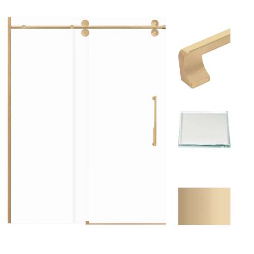 Transolid TBD608010L-J-CB Teegan 59-in W x 80-in H Frameless Sliding Door with Fixed Panel in Champagne Bronze with Low Iron Glass