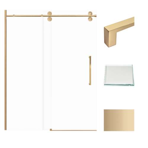 Transolid TBD608010L-S-CB Teegan 59-in W x 80-in H Frameless Sliding Door with Fixed Panel in Champagne Bronze with Low Iron Glass