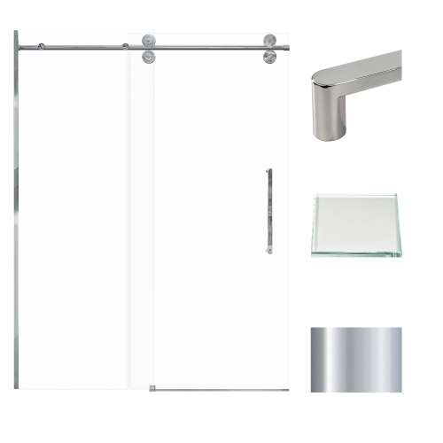 Transolid TBD608010L-R-PC Teegan 59-in W x 80-in H Frameless Sliding Door with Fixed Panel in Polished Chrome with Low Iron Glass