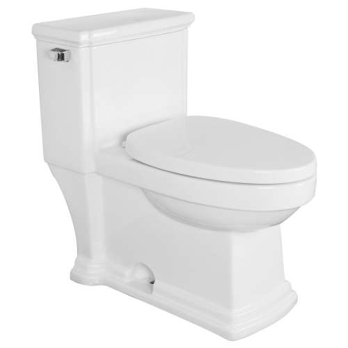 Transolid Hayes Elongated 1-Piece Vitreous China, Water-Efficient 1.28 GPF All-in-One Toilet Kit with Slow-Close Seat - In Multiple Colors