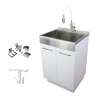 Transolid TCAM-2420-WS 24in All-in-One Apron Front Laundry/Utility Sink Kit with Magnetic Sink Accessories in White
