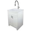 Transolid TCAS-2522-WC 25-in Laundry Cabinet with Extra Deep Acrylic Sink, Stainless Steel High Arc Faucet in White