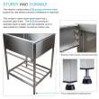 Transolid TFH-2522-SS 25-in. Stainless Steel Laundry Sink with Wash Stand in Brushed Satin