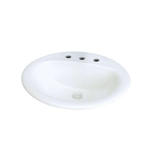Transolid Akron Vitreous China 20-in Drop-in Lavatory with 8-in CC Faucet Holes
