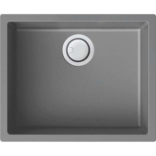 Transolid Zero 22in x 18in silQ Granite Integral/Dual Mount Single Bowl Kitchen Sink with 0 Holes, In Grey