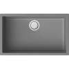 Transolid Zero 30in x 18in silQ Granite Integral/Dual Mount Single Bowl Kitchen Sink with 0 Holes, In Grey