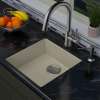 Transolid Zero 18in x 18in silQ Granite Integral/Dual Mount Single Bowl Kitchen Sink with 0 Holes, In Champagne