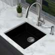 Transolid Zero 18in x 18in silQ Granite Integral/Dual Mount Single Bowl Kitchen Sink with 0 Holes, In Total Black