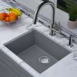 Transolid Zero 22in x 18in silQ Granite Integral/Dual Mount Single Bowl Kitchen Sink with 0 Holes, In Grey