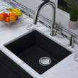 Transolid Zero 22in x 18in silQ Granite Integral/Dual Mount Single Bowl Kitchen Sink with 0 Holes, In Total Black