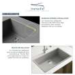 Transolid Zero 18in x 18in silQ Granite Integral/Dual Mount Single Bowl Kitchen Sink with 0 Holes, In Total White