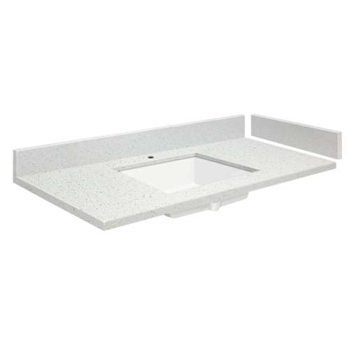 49 in. Quartz Vanity Top in Milan White with Single Hole