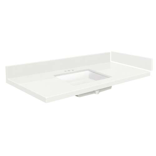 37 in. Quartz Vanity Top in Natural White with 4in Centerset