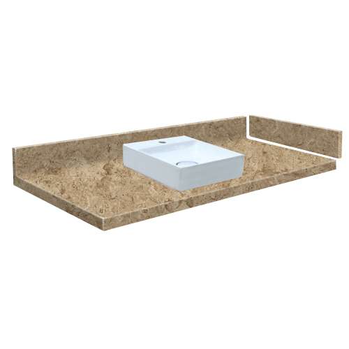 37 in. Solid Surface Vessel Vanity Top in Sand Mountain with Single Hole