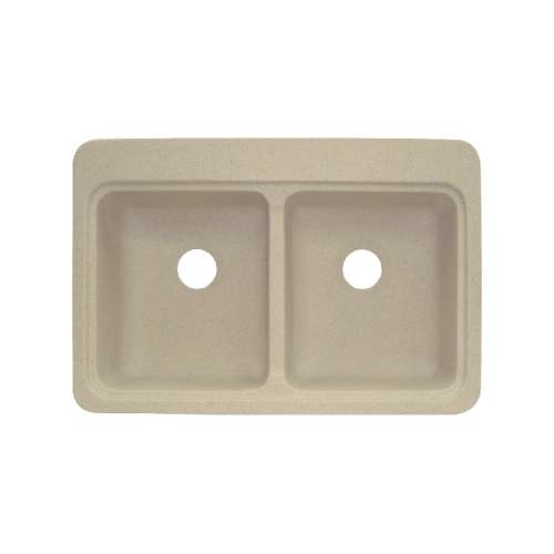 Transolid Charleston 33in x 22in Solid Surface Drop-in Double Bowl Kitchen Sink, in Matrix Khaki