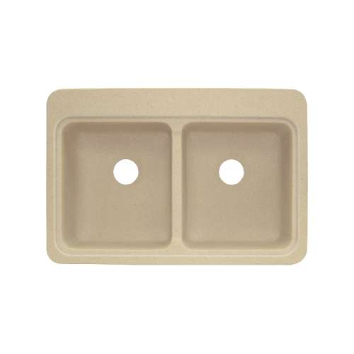 Transolid Charlotte 33in x 22in Solid Surface Drop-in Double Bowl Kitchen Sink, in Matrix Khaki
