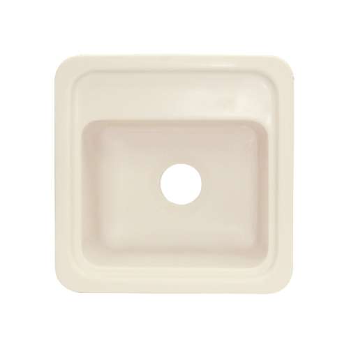 Transolid Concord 18in x 18in Solid Surface Drop-in Single Bowl Kitchen Sink, in Almond