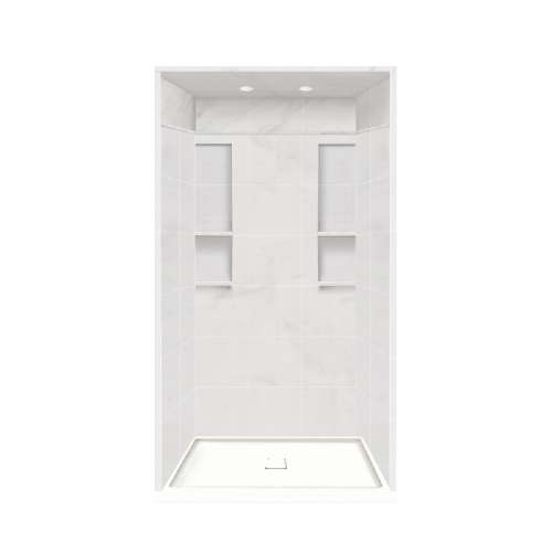 Transolid Direct-to-Stud Solid Surface 48-in x 92.75-in Alcove Shower Kit with Dome