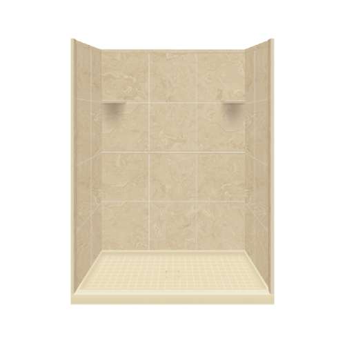 Transolid Studio 34-in x 48-in x 75-in Solid Surface Alcove Shower Kit in Almond Sky