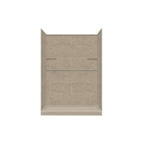 Transolid Studio 30-in x 60-in x 75-in Solid Surface Right-Hand Alcove Shower Kit in Sand Mountain