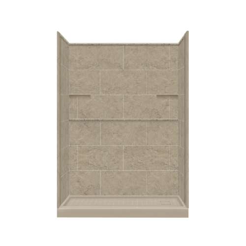 Transolid Studio 32-in x 60-in x 75-in Solid Surface Right-Hand Alcove Shower Kit in Sand Mountain