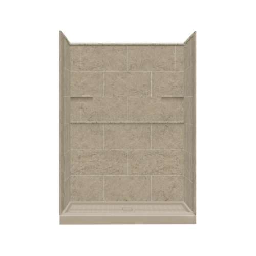 Transolid Studio 36-in x 60-in x 75-in Solid Surface Alcove Shower Kit in Sand Mountain
