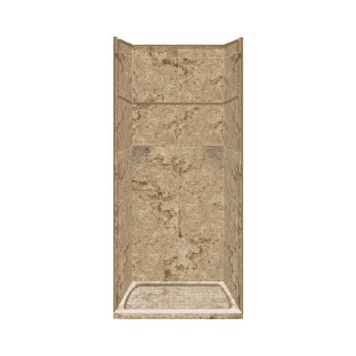 Transolid Studio 36-in x 36-in x 99-in Solid Surface Alcove Shower Kit with Extension in Sand Mountain