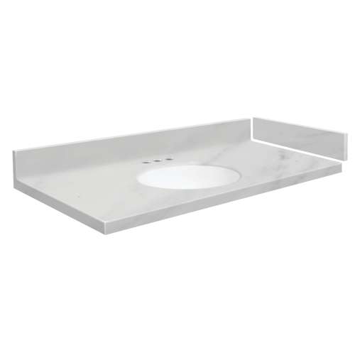 37.25 in. Solid Surface Vanity Top in White Carrara with 4in Centerset