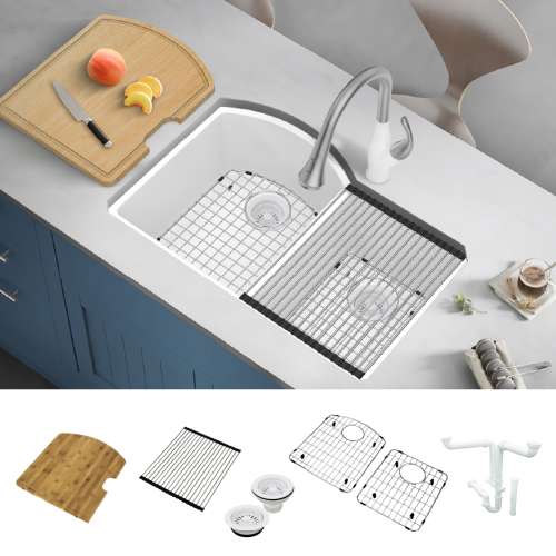 Aversa AUDD3120-M 31-in x 20-in All-In-One Undermount Kitchen Sink Kit